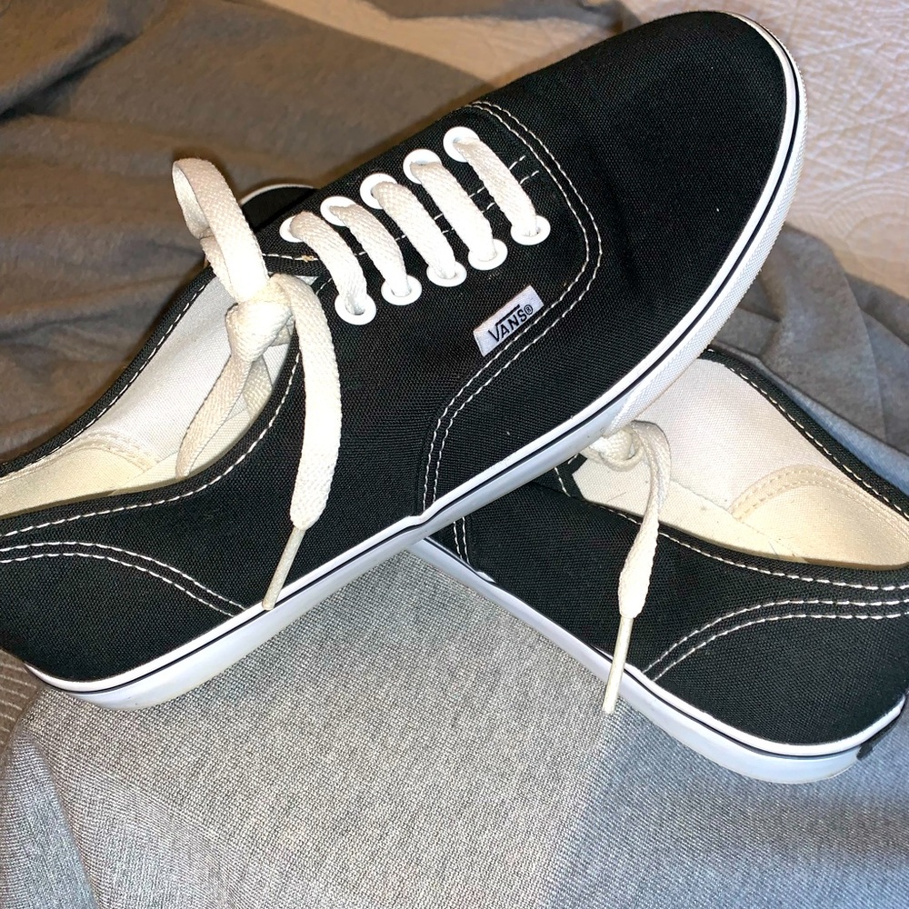 Vans Black Canvas Low-Top Sneakers with White Laces